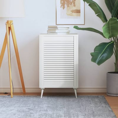 vidaXL - Kastdeur - met - lamellen - 69x49,4 - cm - massief - grenenhout - wit