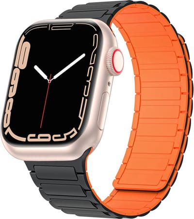 Siliconen bandje - geschikt voor Apple Watch 1/2/3/4/5/6/7/8/9/10/11/ SE (1,2,3) met maat 38 mm / 40 mm / 41 mm en 42 mm (Watch 10/11) - zwart/oranje