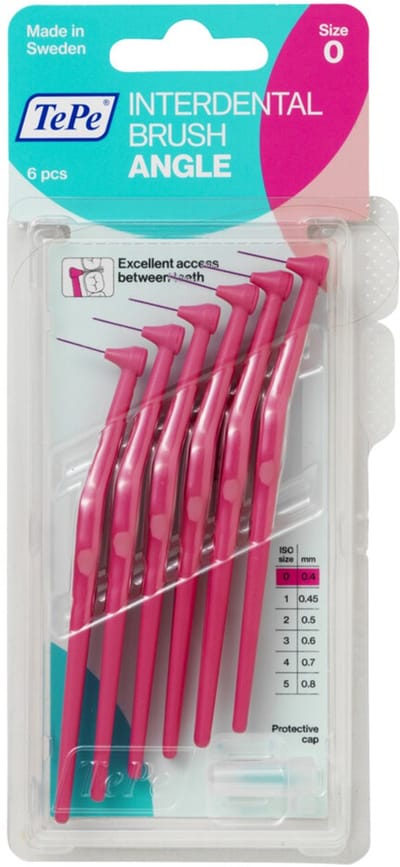 6x TePe Angle Ragers 0,4 mm Roze blister à 6 stuks