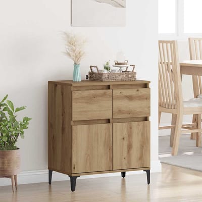 vidaXL Dressoir Artisan Eiken 60 x 35 x 70 cm Gemonteerd hout en ijzer