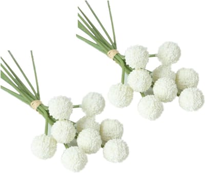 18 Stelen Nepbloemen Billy Balls, 25 cm Kunstbloem Boeket voor DIY Knutselen, Tafel Decoratie voor Bruiloften en Feestjes, Duurzame Craspedia Versiering