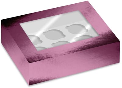 Simply Making Cupcake Box Venster Roze Metallic 6 pk/2