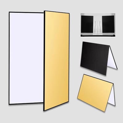3-in-1 Reflectiescherm en A3 Achtergrond voor Fotografie, Vouwbaar Lichtdiffusor voor Voedsel, Sieraden en Stillevens, 60 x 42 cm