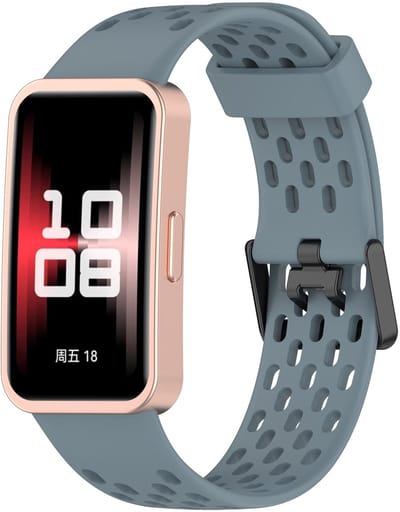 Strap-it Siliconen Air bandje - geschikt voor Huawei Band 8 / Huawei Band 9 / Huawei Band 10 (grijsblauw)