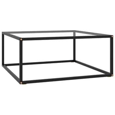 vidaXL - Salontafel - met - gehard - glas - 80x80x35 - cm - zwart