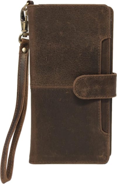 Hoesje iPhone X Lichtbruin Leer – iPhone X Hoesje Cognac Buffelleer – Leren Hoesje iPhone X – Bookcase Hoesje Leer