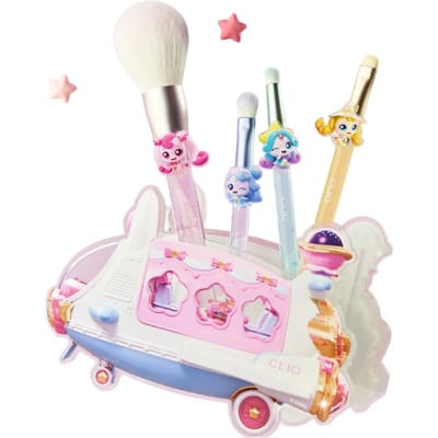CLUB CLIO [Édition Teenieping] Ensemble de pinceaux de maquillage (4 Brosses + Support Brosse Vaisseau Spatial)