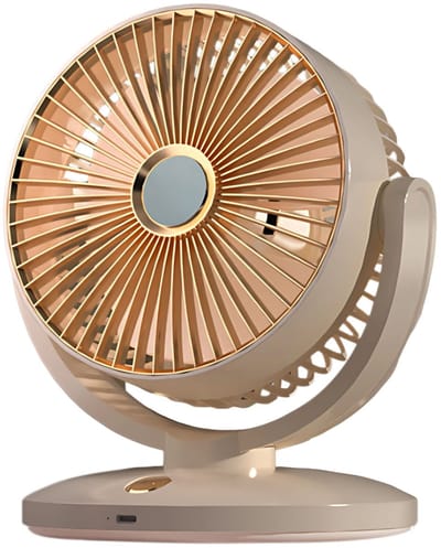 Elektrische tafelventilator - luchtcirculatieventilator, 5 windsnelheden, compact en draagbaar, geschikt voor kantoor/studentenkamer, stil en energiezuinig (20 cm).