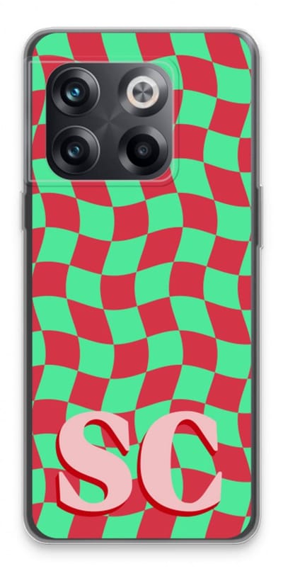 Gepersonaliseerd - Case Company® - Hoesje geschikt voor OnePlus 10T hoesje - Grid Monogram - Soft Cover Telefoonhoesje - Bescherming aan alle Kanten en Schermrand