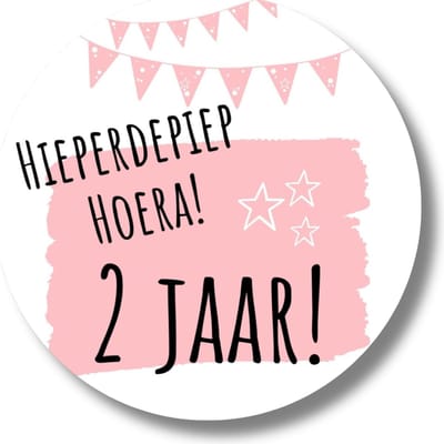 Stickers Trakteren 2 Jaar Verjaardag | Roze Traktatiestickers | Uitdelen | 20 Stuks