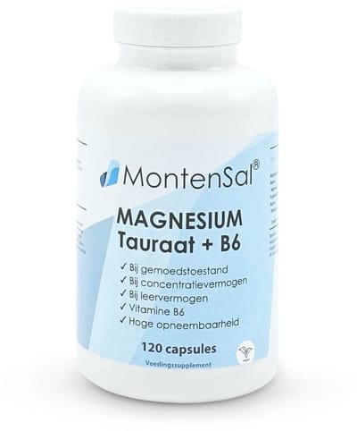 MontenSal - Magnesium Tauraat - Vitamine B6 - 120 Capsules - Vegan