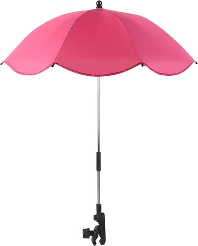 Kinderwagen Parasol - Zonnescherm Kinderen - Bescherming Buiten - Verstelbare Klem - 66cm Diameter - Blauw
