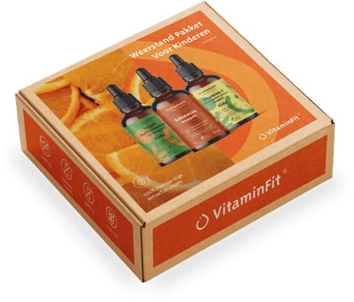 VitaminFit Weerstand Kids Pakket - 100% Natuurlijk & Plantaardig - Combinatie Vitamine C Kids + Multivitamine D3 Kids + Echinacea - Druppels