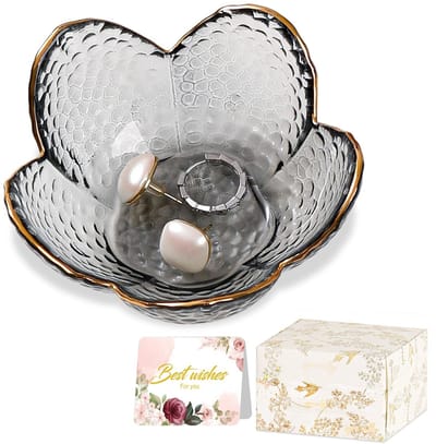 Store_8 - Ringdish - Unieke Sieradenhouder - Glazen Decoratie - Paars/Grijs - Aesthetic Accessoires - Perfect voor Dresser en Bureau - 9x9cm