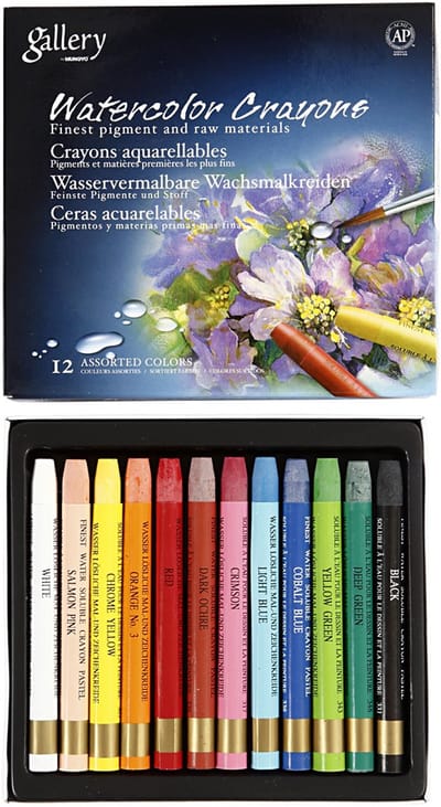 Aquarelkrijt, dikte 8 mm, l: 9,3 cm, 12stuks