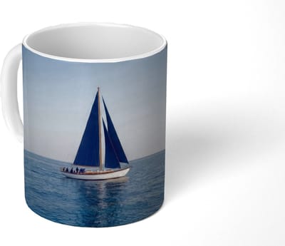 Mok - Koffiemok - Zeilboot - Zee - Blauw - Mokken - 350 ML - Beker - Koffiemokken - Theemok