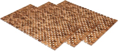 Houten Badmat Set - Douchemat Hout - Badkamer Sauna Wellness - Antislip Rubberen Stoppers - 60x100cm 3 Stuks - Naturel