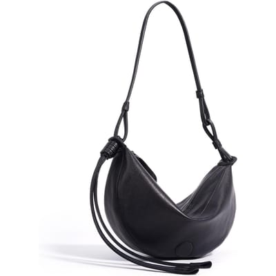 Niche Halve Maan Dumpling Tas voor Dames met Minimalistische Stijl Delicieuze Leren Tas Retro Leren Schoudertas Crossbody Tas zwart