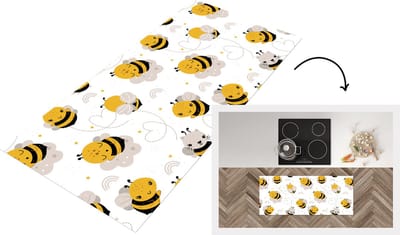 Keukenloper - Loper keuken - Bijen - Patronen - Kawaii - 120x50 cm - Keukenloper vinyl
