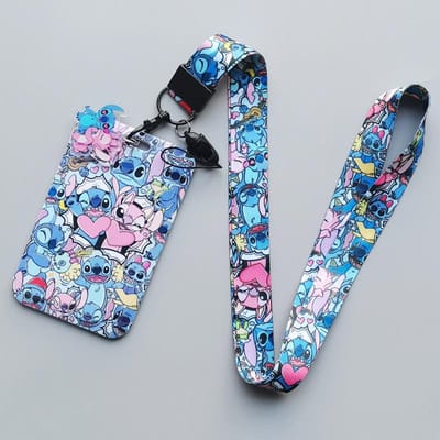 Nieuwste Stitch Kaarthouder Anti-verlies Cartoon Nekband Kaarthouder en Meisjes Speelgoed Lanyard Badgeclip Cadeau, geweldig voor dagelijks gebruik -A4497