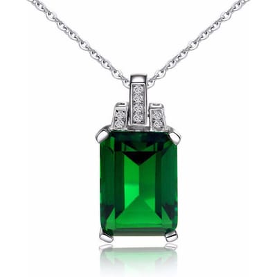POMOiii Luxe 925 verzilverde smaragdgroene kleur hanger bruiloft verlovingsaccessoires dame ketting voor dames feestsieraden 45cm
