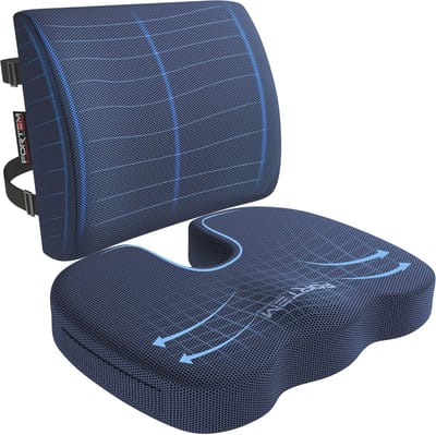Zitkussen en Lendensteun - Memory Foam Kussen - Comfortabel Zitten - Verliest Nooit Vorm - 4572 x 3556 cm