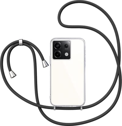 Hoesje met Koord geschikt voor Xiaomi Redmi Note 13 Pro 5G - Back Cover Siliconen Case Transparant Hoes Zwart
