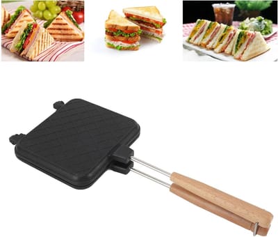 Dubbelzijdige Sandwich Pan - Panini Pan Koekenpan - Sandwiches Bakken - Dubbele Non-Stick Coating - 15.5x37cm - Zwart