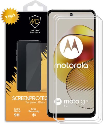 3-Pack MobyDefend Screenprotectors - Geschikt voor Motorola Moto G73 - Case-Friendly Screensaver - Gehard Glas