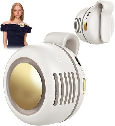 Draagbare clipventilator — Oplaadbare mini-USB-ventilator (360° draaibaar), stille mini-ventilator zonder bladen met 3 standen