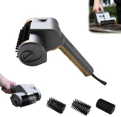 KZQ Elektrische BBQ borstel - Type-C snellader - 2 snelheidsstanden - Uitgerust met 3 borstelkoppen - Ingebouwde LED-spot - Tot 100 minuten accuduur - Speciaal ontworpen voor picknicks en het reinigen van barbecues - Goud