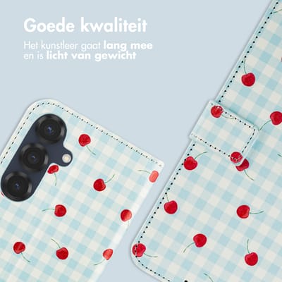 imoshion Hoesje - Geschikt voor Samsung Galaxy S25 - Design Bookcase smartphone - Cherry Check