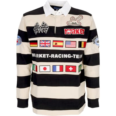 Grand Prix rugbyshirt heren met lange mouwen, creme