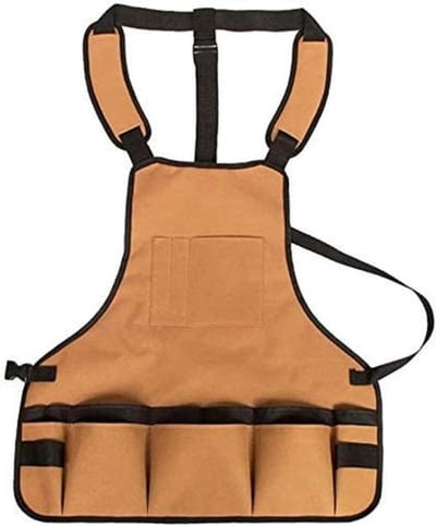 Cocoplus - Werkkleding schort - Heavy Duty - Verstelbaar - Waterdicht - Tuingereedschap - 16 Zakken - Oxford - Geschikt voor tuinieren - Koffie bruin waterdicht tuingereedschaps schort met verstelbare banden