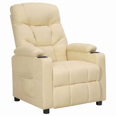 vidaXL - Fauteuil - verstelbaar - stof - crèmekleurig