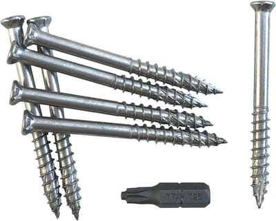 100x Terrasschroeven RVS A4 5.5x50mm Torx TX25 - Corrosiebestendig voor Buiten en Hardhout