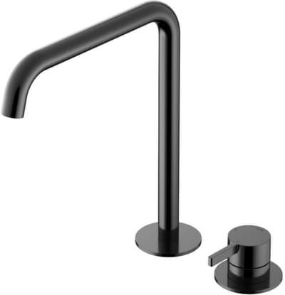 Hotbath Ace - Wastafelmengkraan - zonder Waste - Hoog - Geborsteld Zwart PVD - Opbouw - Messing - V04