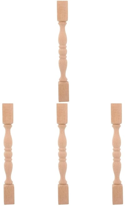 4-delige Set Houten Romeinse Kolomposten van Massief Hout – Gebeeldhouwde Sierpalen voor Meubels, Kasten en Interieurdecoratie