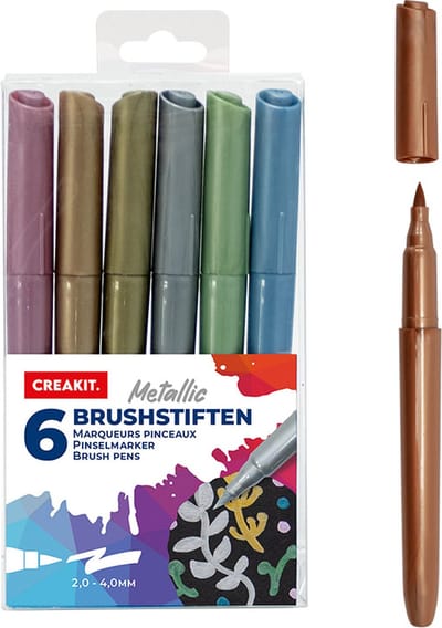 CREAKIT. Brushstiften metallic – 6 stuks – Allround – in bewaaretui