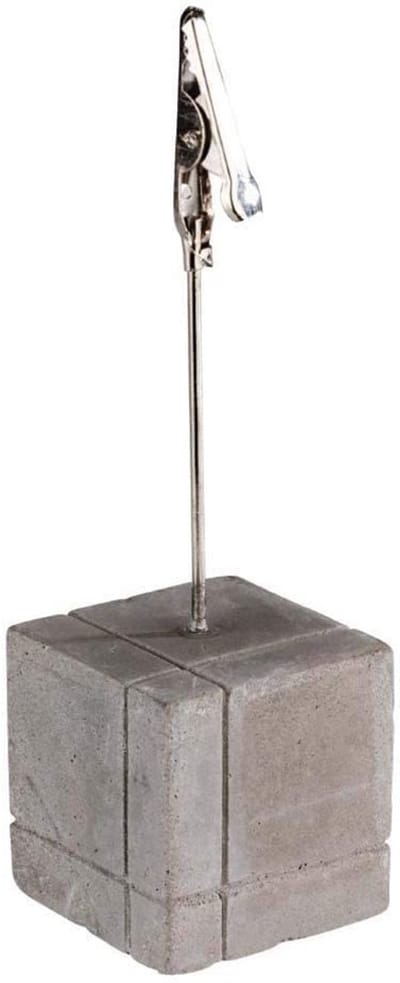 Set van 4 Kaarthouders met Clips voor Buffet of Tafel, Beton en RVS