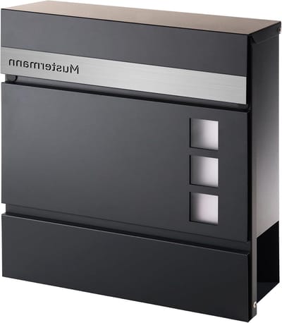 Forgard Briefkasten Antraciet met krantenvak (RAL 7016), gepersonaliseerd, moderne postbus van zinkstaal met familienaam inclusief montageset, HELSINGBORG