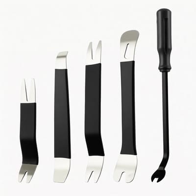 SnelShoppen - Auto demontage gereedschapsset met metalen hefboomgereedschap (5 stuks, zwart) | Universele sierlijstwiggen voor auto-reparaties, ideaal