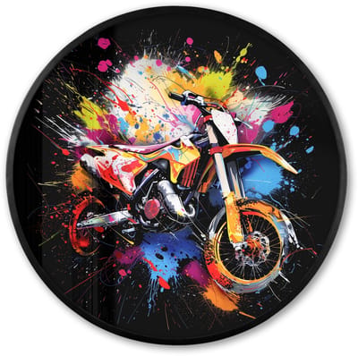Poster in lijst Rond - Fotolijst 60x60 cm - Posters - Graffiti - Sport - Motor - Motorcross - Ronde posterlijst zwart - Decoratie - Wanddecoratie woonkamer - Muurdecoratie slaapkamer