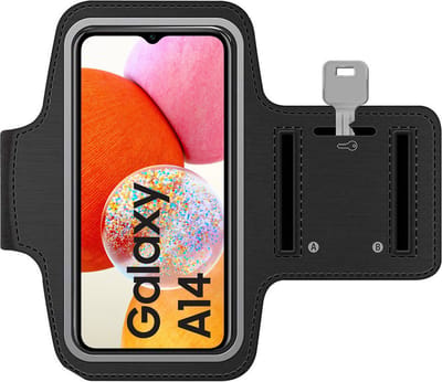 Arara Armband Geschikt voor Samsung Galaxy A14 sportarmband - hardloopband - Sportband hoesje - zwart