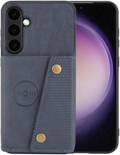 PU Bescherm-Hoes Cover met 4 Pas-vak geschikt voor Samsung Galaxy S26 - Blauw