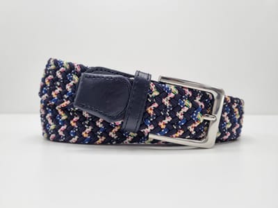 Elastische riem - gevlochten broekriem - dames en heren riemen - kleur Flower Blauw 105 cm