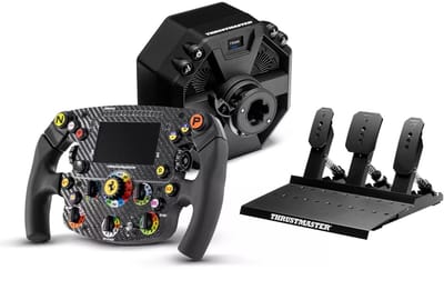 Thrustmaster T598 Direct Drive Sim Racing Bundle (PS5 / PS4 / PC) – T598 Servo Base (5Nm/10Nm Peak) + Ferrari SF1000 Formule Stuurwiel + Raceline Pedals III – Next-Gen Direct Axial Drive Racestuur Set