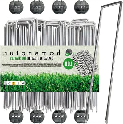 Kunstgras nietjes - Tuinharingen klemmen - Tuin en camping - Verzinkt staal roestvrij - 15 cm lang 3mm dik - Zilverkleurig