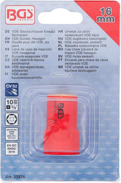 BGS VDE dopsleutel, zeskant - 3/8 - 16 mm