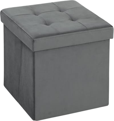 Opbergpoef - Zitkruk Hocker - Ruimte Besparen - Inklapbaar Ontwerp - 38 x 38 cm - Grijs